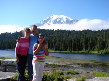 Girls at Reflection Lake, Mt Rainier