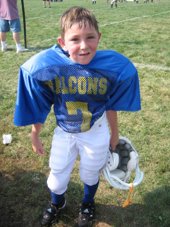 Sean during his first year of tackle football (fall 2005)