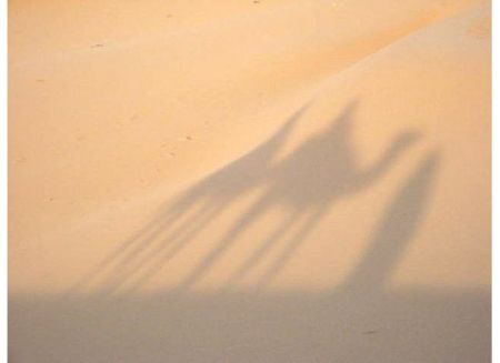 Michelle's silhouette in the Sahara