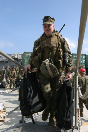 My Marine, justin boarding ship.