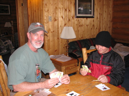 Card game with one of my grandsons in Wyoming 2006