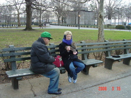 Dana feeding squirrels in NYC