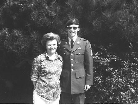 in uniform with mom