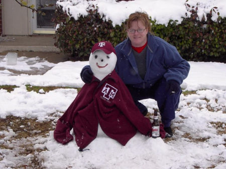 Me with our Aggie Snowman GIG EM