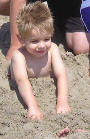 Vincent in the California sand.