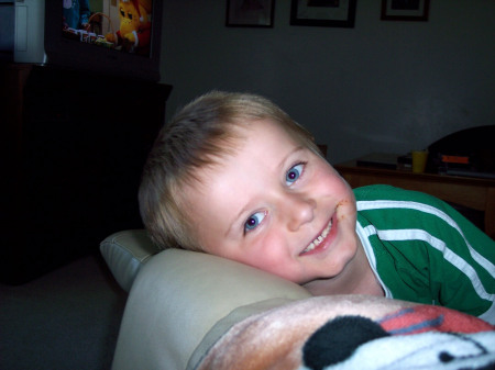 Connor giving me his cute little smile. :)