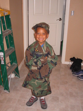 Jason in Daddy's uniform