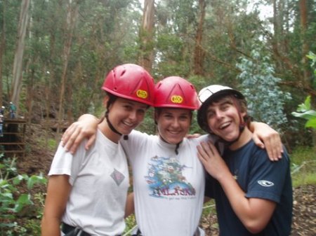 my kids goofing off on the Zip line in Maui