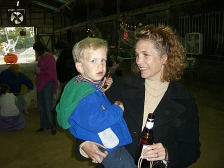 An armful at a barn halloween party.