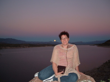 Full moon rising over Roosevelt Lake, AZ.