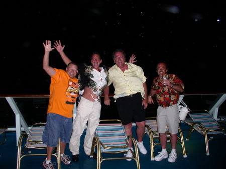 Ahhhhhhhhhhhhh Tropical Storms on a cruise ship that's me second from the left