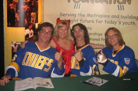 Photo with the Hanson Brothers from legendary hockey movie "Slapshot"