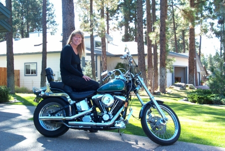 My wife Ellen w/her '96 FXSTC  (Flagstaff)