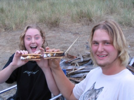 Megan and Cody camping at the coast