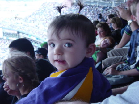 Samantha at her first professional football game.