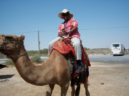 riding a camel in Israel.