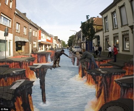 CHALK DRAWING DONE ON STREET 