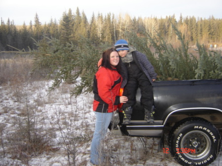 Seth and i,chistmas tree hunting.