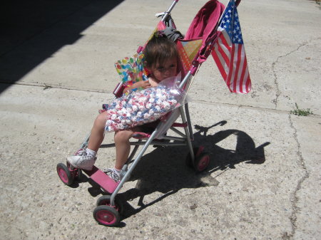 Destiny got too much candy at the 4th of July parade