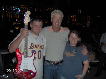 My son Tom, Kevin Cronin of REO, and me!!