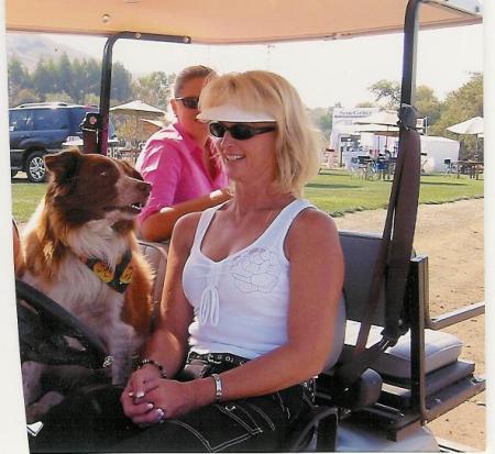 My dog 'Opie' and I hangin' out in the golf cart