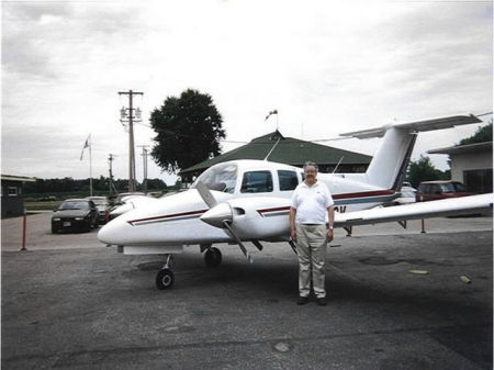 Paul With A Twin-Engine Beechcraft During His Multiengine Training In 2000