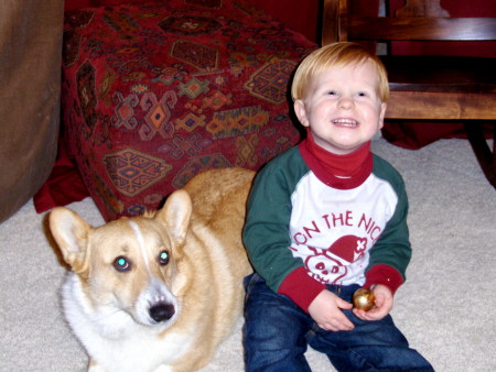 Christmas photo of AJ and Toby