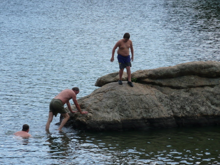 Boys swimming in Sylvan Lake, South Dakota.