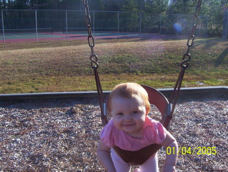 Lanie swinging the first time