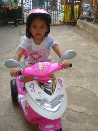 Keisha tries out her new bike