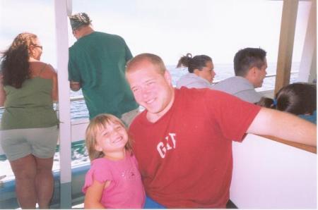 Dad and Sierra on a whale watch in maine 2005