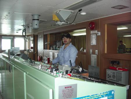 At the helm  USNS Patuxent