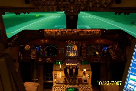 Visual display and cockpit of a UPS Flight Simulator