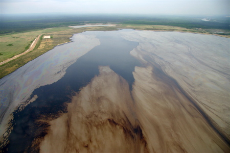 Oil sands tailings pond