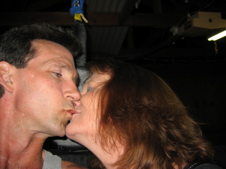 stealing a rare kiss from my hubby Bill