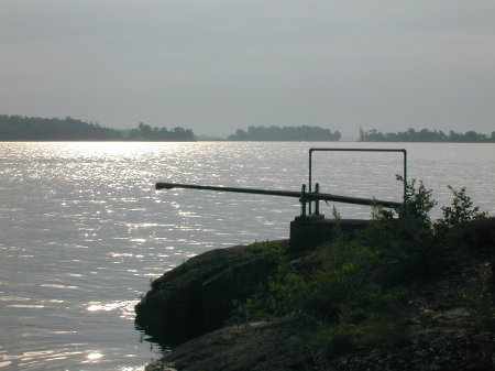 Diving board on island