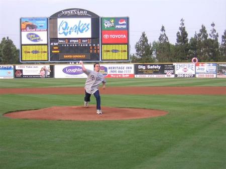 Throwing the First Pitch at Quakes Stadium