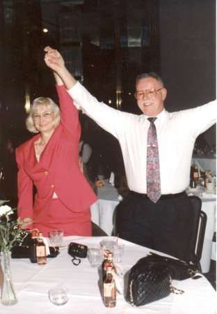 Ger & Linda at American Municiple Securities Christmas Christmas party   circa 96