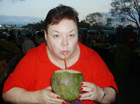 In Costa Rica enjoying agua de coco