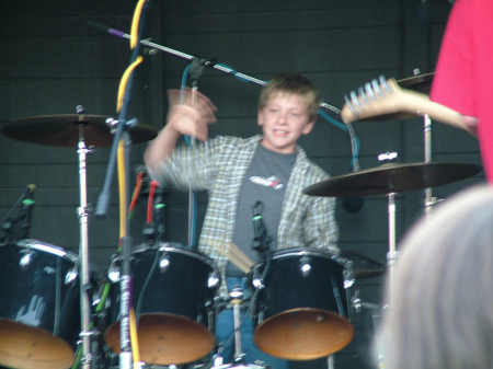 Kyle on the drum set!