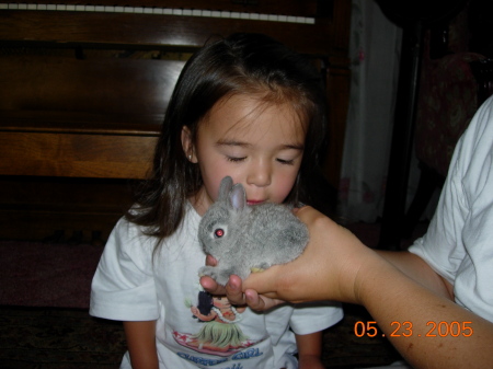 Faith kissing a bunny