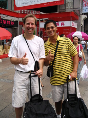 Chris and brother-n-law Tony shopping in Shanghai