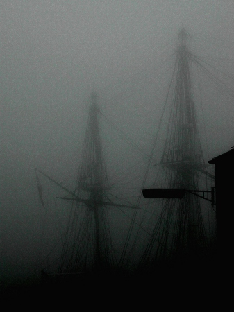 old ironsides o a foggy morning