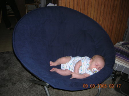 Wesley in Momma's Moon Chair
