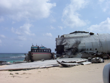 LOST set jet pieces on beach opening episodes.