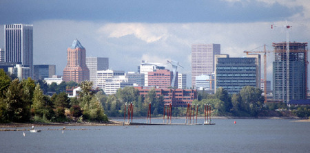 Portland Oregon Skyline River View