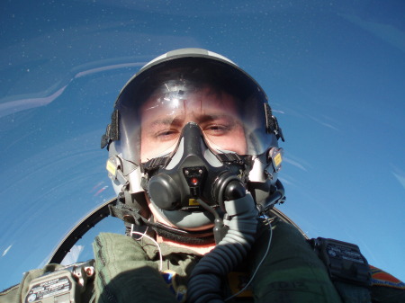Pat in F-16 cockpit