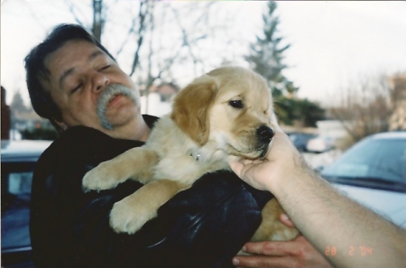 Jim with his new puppy.