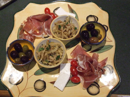 A typical antipasto spread from Di's kitchen.