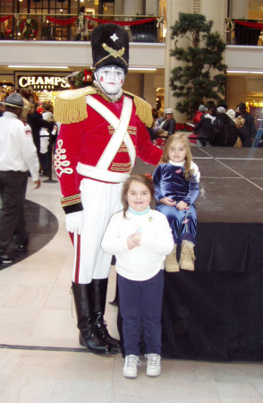 Brianna & Ashlyn with the Toy Soldier at Tower City